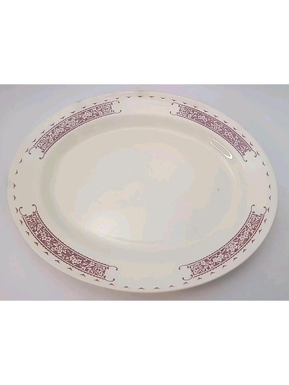 Antique Homer Laughlin L47 N6 Cream & Dark Red Flowers 13.5"  Oval Platter